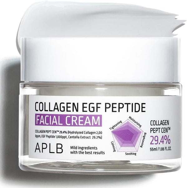 Collagen EGF Peptide Facial Cream jar with white lid on a white background