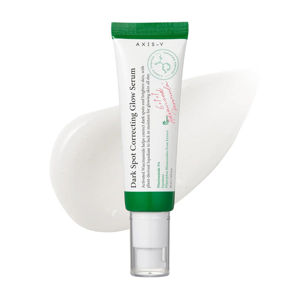 Axis-Y Dark Spot Correcting Glow Serum tube on a white background