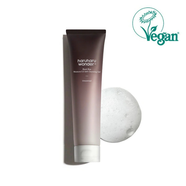 Haruharu Wonder skincare product with a white sphere and Vegan logo on a light background