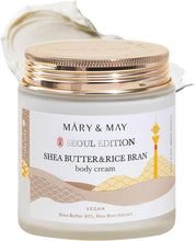 Body cream jar with 'Mary & May' label on a white background