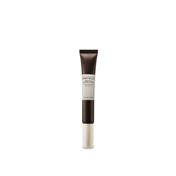 Skincare tube with a white label on a green background