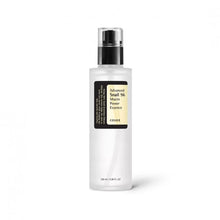 Skincare bottle labeled 'Advanced Snail 96 Mucin Power Essence' by COELX on a white background