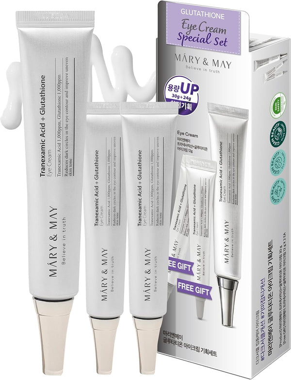 Mary and May Glutathione Eye Cream Special Set 1 * 30g + 2 * 12g - Powerful Antioxidant, Reduces Dark Circles in the Eye, Improve Uneven Skin Tone with Vitamin C – Korean - Skincare Arabia