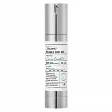 Skincare serum bottle with label on a white background